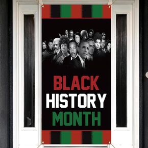 Nepnuser Black History Month Door Cover African American Backdrop Decoration Famous People School Classroom Front Door Hanging Banner