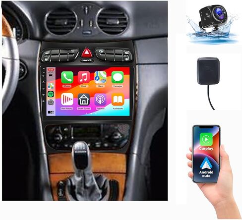 2G+64G Android 13 Radio for Mercedes Benz C-Class W203 C200 C320 C350 CLK W209 S203 A209 2002-2005 Rimoody Car Stereo Carplay Android Auto 9 Buck GPS GPS Bluetooth in Kuwait