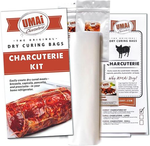 UMAi Dry Charcuterie Kit, Dry Curing Meat Kit Incl. 3 Large & 2 Small Dry Age Bags for Meat, Instacure #2 & Juniper Berries, Create Gourmet Charcuterie Boards in Your Refrigerator Over 1-6 Months in Saudi Arabia
