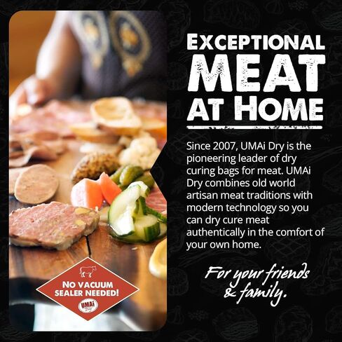 UMAi Dry Charcuterie Kit, Dry Curing Meat Kit Incl. 3 Large & 2 Small Dry Age Bags for Meat, Instacure #2 & Juniper Berries, Create Gourmet Charcuterie Boards in Your Refrigerator Over 1-6 Months in Saudi Arabia