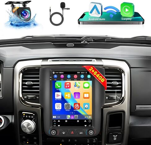ل Dodge RAM 1500 2500 3500 2013 2014 2015 2015 2017 2018 (Auto A/C) Radio Dash Kit مع Carplay Android Auto 9.7 '' Screen Android for RAM 1500 2500 3500 مع 2+64GB in Kuwait