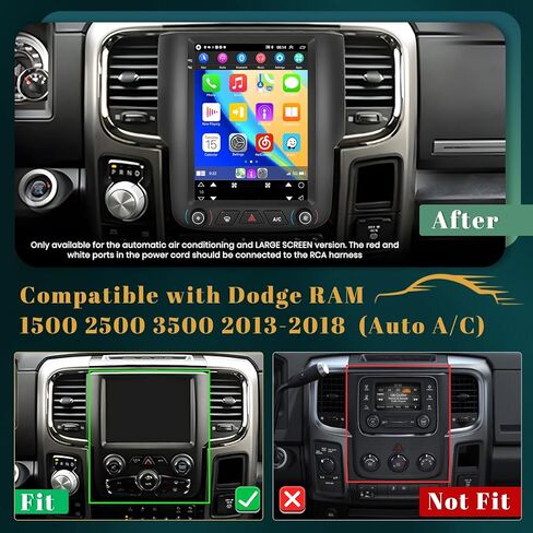 ل Dodge RAM 1500 2500 3500 2013 2014 2015 2015 2017 2018 (Auto A/C) Radio Dash Kit مع Carplay Android Auto 9.7 '' Screen Android for RAM 1500 2500 3500 مع 2+64GB in Kuwait