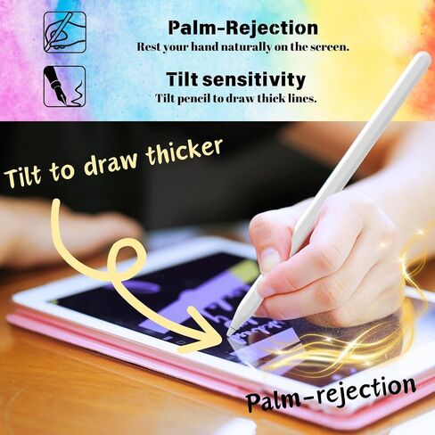 Stylus Pencil 6C for Apple iPad 2018-2024, Palm-Rejection, Tilt Sensitivity, Bluetooth Battery Display, Magnetically Charges, Stylus Pen for iPad, iPad Pro, iPad Air, iPad Mini in Saudi Arabia