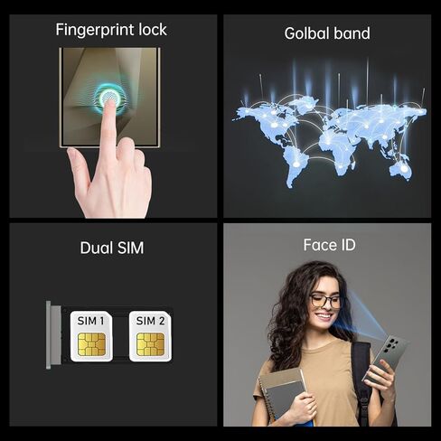 هاتف C24 Ultra Unlocked ، 8GB+256GB MEMORY Android 14.0 الهاتف الذكي ، 6.8 "HD الهاتف الخليوي ، 6800mAh Battey/Octa Core CPU/Face ID/GPS/Dual Sim 5G الهاتف (أسود) in Kuwait