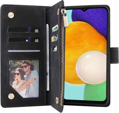 LBYZCASE Case for Galaxy A14 5G(2023) with Card Slots,Durable Flip Folio Kickstand Magnetic Closure Leather Zipper Wallet Wrist Strap Women Men Case Cover for Samsung Galaxy A14 5G (Black) in Saudi Arabia