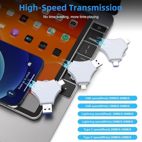 محرك أقراص USB 3.0 فلاش 64 جيجابايت لجهاز iPhone ، 3in1 عصا تخزين حارس مرمى الصور الخارجي لالتقاط الصور/الفيديو/البيانات الاحتياطية ، v4.01 محركات الإبهام عالية السرعة لأجهزة iPhone/iPad/Android/PC - الحجر الرملي in Kuwait
