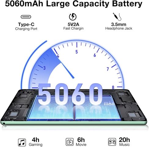 Doogee 10 بوصة الكمبيوتر اللوحي ، Android Tablet U10 مع ذاكرة RAM 9GB 128GB ROM ، WIFI 6 Android 13 جهاز كمبيوتر لوحي مع 5060mAh ، الكاميرا المزدوجة ، Widevine L1 ، Tüv Eye Protection ، BT5.0 ، 2 سنوات ضمان - 2024 in Kuwait