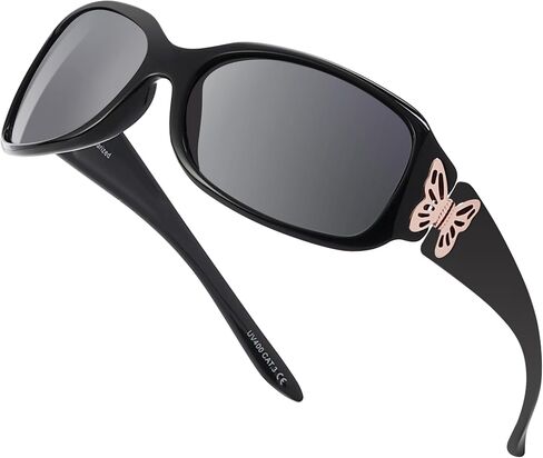 LVIOE Polarized Sunglasses for Women, Fashion Butterfly Decoration Driving Fishing-99.99% UV Protection in Kuwait