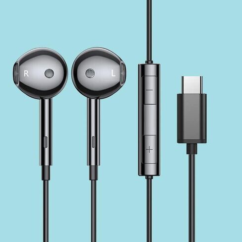 سماعات الأذن USB C مع استبدال الميكروفون لـ Samsung Galaxy S23 Ultra ، S22 ، S21 ، Note 10 ، Type-C in-Ear OER مع Remote & MIC (أسود) in Kuwait