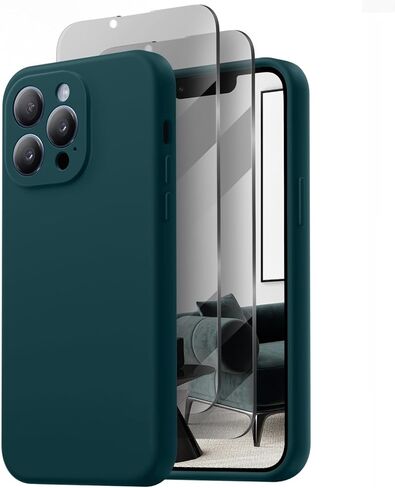 Designed for iPhone 13 Pro Max Case, Compatible with MagSafe, with 2X Privacy Screen Protectors, Full Camera Protection, Silicone Shockproof Protective Slim Phone Case 6.7", Calke Green in Saudi Arabia