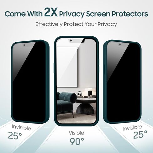 Designed for iPhone 13 Pro Max Case, Compatible with MagSafe, with 2X Privacy Screen Protectors, Full Camera Protection, Silicone Shockproof Protective Slim Phone Case 6.7", Calke Green in Saudi Arabia