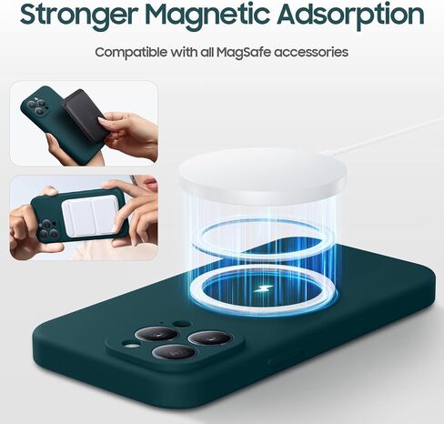 Designed for iPhone 13 Pro Max Case, Compatible with MagSafe, with 2X Privacy Screen Protectors, Full Camera Protection, Silicone Shockproof Protective Slim Phone Case 6.7", Calke Green in Saudi Arabia