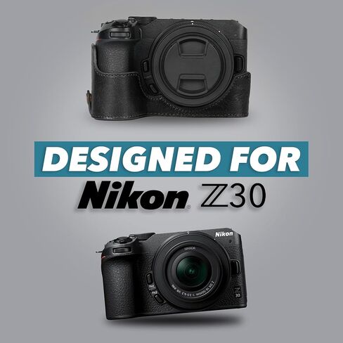 MegaGear Ever Ready Genuine Leather Half Camera Case Compatible with Nikon Z30 (Black) in Kuwait