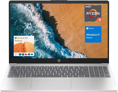 HP 15.6 "كمبيوتر محمول محمول ، شاشة FHD ، معالج AMD Dua-Core ، ذاكرة الوصول العشوائي 16 جيجا بايت ، تخزين 128 جيجا بايت ، Wi-Fi 6 ، كاميرا الويب ، HDMI ، لوحة المفاتيح الرقمية ، Windows 11 Home ، Natural Silver in Kuwait