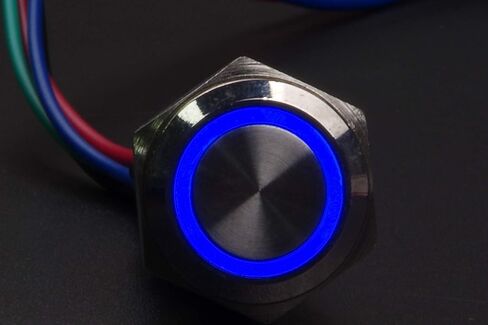 16mm Chassis Metal Button Switch with 100cm 3.3FT Extension Cable Red Yellow Blue Green LED for DIY Computer and Restart Switch (Blue Ring) in Kuwait