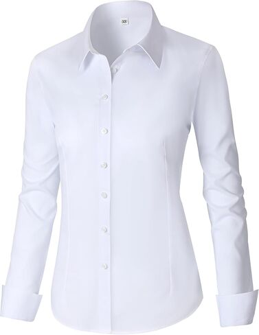 CUNLIN Womens Cotton Button Down Shirts for Women Fitted Long Sleeve Formal Dress Shirt Work Blouses Tops in Kuwait