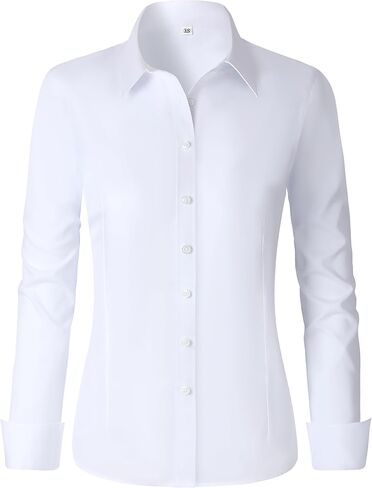 CUNLIN Womens Cotton Button Down Shirts for Women Fitted Long Sleeve Formal Dress Shirt Work Blouses Tops in Kuwait