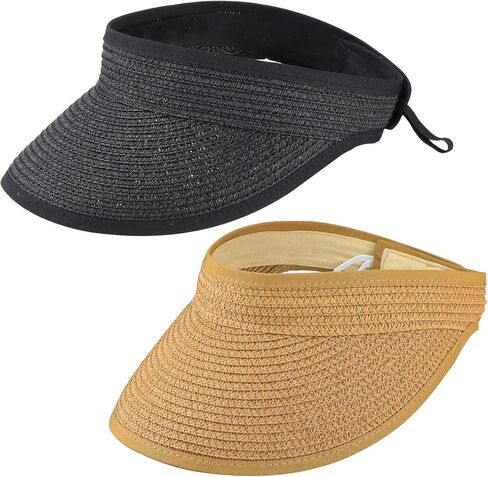 Women Straw Sun Visor Hat Wide Brim Foldable Summer UV Protection Beach Cap Packale Hats in Saudi Arabia