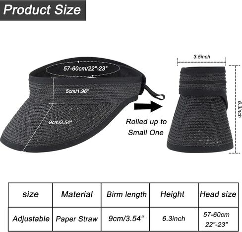 Women Straw Sun Visor Hat Wide Brim Foldable Summer UV Protection Beach Cap Packale Hats in Saudi Arabia