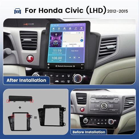 9.7 بوصة راديو سيارة لـ Honda Civic 2012 2013 2014 2015 ، Car Stereo Wireless Carplay Android Auto ، Android 13 System ، 2+64GB ، شاشة تعمل باللمس Radio Car Radio GPS WiFi SWC AHD Camera in Kuwait