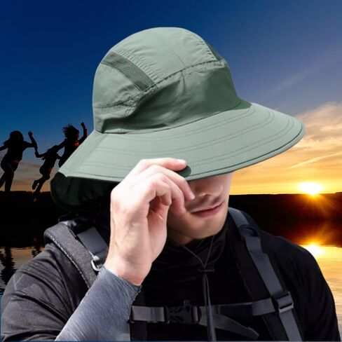 Outdoor Sun Hat with Neck Flap UPF 50+ Protection Hiking Fishing Hats for Men Women Wide Brim Fishing Sun Hat for Women Men in Saudi Arabia