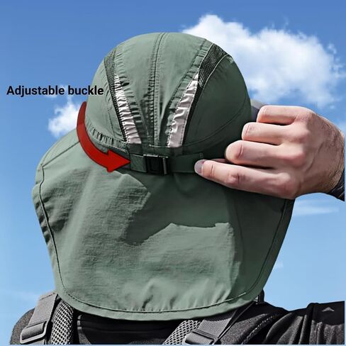 Outdoor Sun Hat with Neck Flap UPF 50+ Protection Hiking Fishing Hats for Men Women Wide Brim Fishing Sun Hat for Women Men in Saudi Arabia