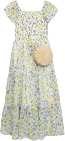 Speechless Girls' Flutter Sleeve Chiffon Maxi Tiered Dress in Saudi Arabia