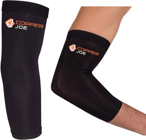 Copper Joe 2 Pack Recovery Elbow Compression Sleeve - Ultimate Copper Relief Elbow Brace for Arthritis, Golfers or Tennis Elbow and Tendonitis. Elbow Support Arm Sleeves For Men and Women (Large) in Saudi Arabia