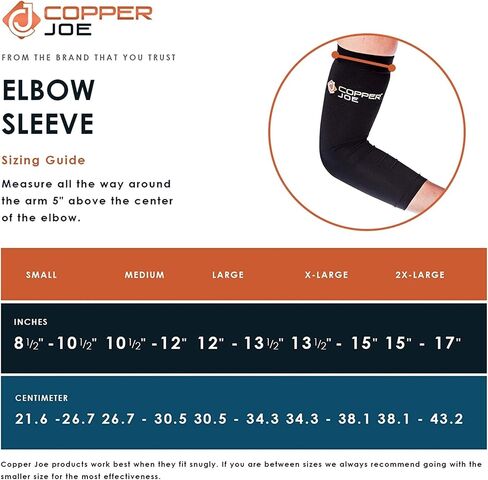 Copper Joe 2 Pack Recovery Elbow Compression Sleeve - Ultimate Copper Relief Elbow Brace for Arthritis, Golfers or Tennis Elbow and Tendonitis. Elbow Support Arm Sleeves For Men and Women (Large) in Saudi Arabia