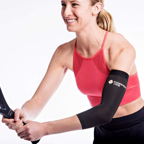 Copper Joe 2 Pack Recovery Elbow Compression Sleeve - Ultimate Copper Relief Elbow Brace for Arthritis, Golfers or Tennis Elbow and Tendonitis. Elbow Support Arm Sleeves For Men and Women (Large) in Saudi Arabia