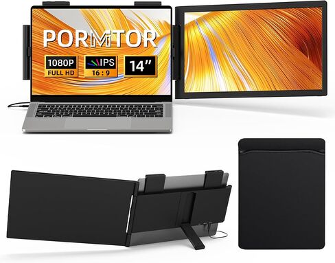 موسع شاشة الكمبيوتر المحمول ، شاشة محمولة محمولة 14 بوصة IPS FHD 1080P لجهاز الكمبيوتر المحمول MINI HDMI/TYPE-C Extender Monitor مع Windows MAC Travel Work for Abs Pabres متوافقة مع 14 "-17" أجهزة الكمبيوتر المحمولة in Kuwait