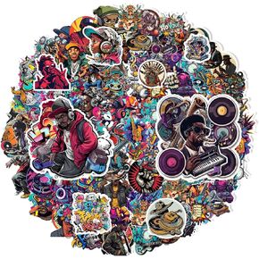 100Pcs Rock Music Stickers for Water Bottles, Hip Hop Stickers Bulk Rap Stickers Musical Stickers Decals Waterproof Vinyl Stickers for Phone Cup Journal Music Themed Party Decoration Gifts