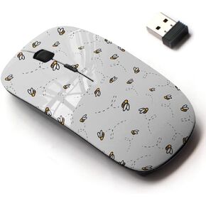 2.4G Wireless Mouse with Cute Pattern Design for All Laptops and Desktops with Nano Receiver - Pattern Flying Bees on
