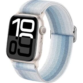 Smooth Stretchy Band Compatible with Apple Watch Series 10 9 8 7 6 5 4 3 SE Bands Women Men, Stylish Gradient Color Elastic Band for iWatch Apple Watch 38 40 41 42 44 45 46 49 mm Accessories in Saudi Arabia