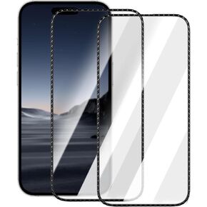 2PCS Diamond Cut Lace Tempered Glass iPone16 Pro [6.3 inch],Diamond Screen Protector Bling Shiny Sparkling,Case Friendly Tempered Glass Film [9H Hardness]-HD (2*Black)