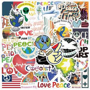 60Pcs Love World Peace Stickers, Peace Love Waterproof Vinyl Decals for Water Bottles Laptop Luggage Cup Computer Mobile Phone Skateboard Guitar Helmet Snowboard (Peace)
