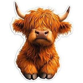 Highland Cow Sticker 5 Inch - Highland Cow Gifts, Cute Cow Stuff Waterproof High-Resolution, UV & Scratch Resistant Laptop Stickers, Cow Stickers Durable Vibrant, Great Adhesion Mfd in USA (1, 5 Inch)
