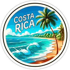 Costa Rica Sticker Travel Outdoors Decal Vinyl Small Waterproof for Water Bottle Mug Passport Scrapbook Notebook Laptop Tumbler Skateboard Computer Phone Size - 4"×4"