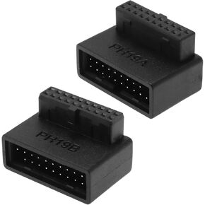 eMagTech 2PCS USB 3.0 19/20 Pin 90 Degree Adapter Male to Female L Turn Right Angle Socket for Computer Motherboard (1 Up Angle & 1 Down Angle)