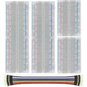 WWZMDiB Solderless Breadboard Kit 2.54mm Compatible with for Arduino Raspberry Pi ESP32 DIY Electronics Prototyping Boards (2Pcs 830 Point and 2Pcs 400 Point Bread Board 10 Pin Breadboard Jumper)