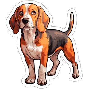 Beagle Sticker Decal Vinyl صغير مقاوم للماء لزجاجة ماء جواز سفر الكتاب الكتاب محمول كمبيوتر محمول تزلج التزلج على الهاتف المحاسبي هاتف ملصقات هدية مضحكة - 4 ″ × 4 ″
