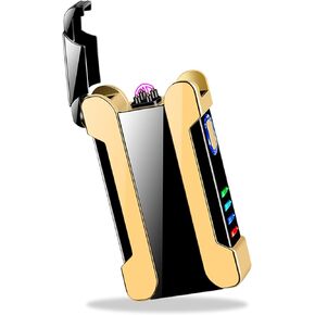 Lighters Flamless Windproof lighters USB Rechargeable Lighter with Projection,Lighter for Candles, Fireworks,Camping,Hiking(Black)