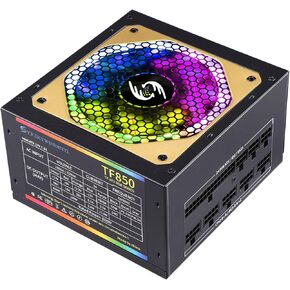 850W PSU Fully Modular RGB Power Supply Full Voltage 110-240V Standard ATX Form Factor with 24pin Motherboard Power Whisper-Quiet 120mm FDB Fan Active PFC for Desktop Gaming PC