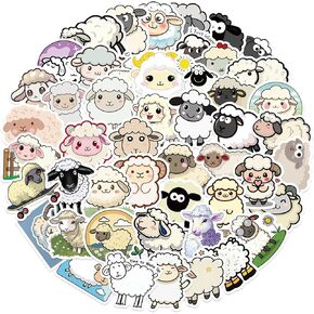 50Pcs Sheep Stickers, Lamb Stickers Decals, Cute Cartoon Sheep Gifts for Kids - Lamb Party Favors, Lamb Birthday Party Decorations, Sheep Gifts for Sheep Lovers, Farm Animal Stickers (Sheep)