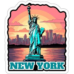 Statue of Liberty New York Travel Sticker, Weatherproof Souvenir Decal Vinyl Small Waterproof for Water Bottle Mug Passport Laptop Phone Car Stickers, Size - 4″×4″ - ID44990