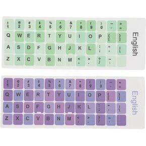 2Pcs PVC English Keyboard Replacement Letter Stickers, Colorful Background and Black Lettering, for 10-17inch Desktop Laptops(B)