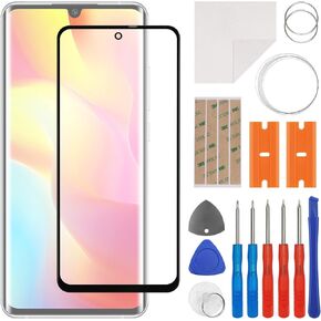 Front Screen Glass Outer Panel Lens Replacement +OCA Compatible with Mi Note 10 Lite M2002F4LG, M1910F4G (No LCD Screen and Touch Digitizer) with Repair Kit