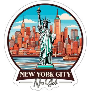 New York City New York Travel Sticker, Weatherproof Souvenir Decal Vinyl Small Waterproof for Water Bottle Mug Passport Laptop Phone Car Stickers, Size - 4″×4″ - ID44990