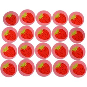 Novel Merk Strawberry Fruit & Berry Vinyl Stickers - 2" Round Individual Decals for Laptop, Water Bottle, Party Favors, & Decor - Adheres to Clean Surfaces & Waterproof (20 Pack)