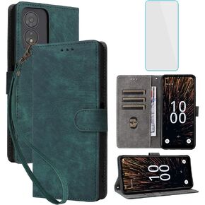 for Boost Mobile Celero 5G SC Wallet Phone Case with Screen Protector [RFID Blocking] Leather Flip Card Holder Kickstand Women Men Cell Phone Case for Boost Celero5G SC Celero SC 5G 2024 Green